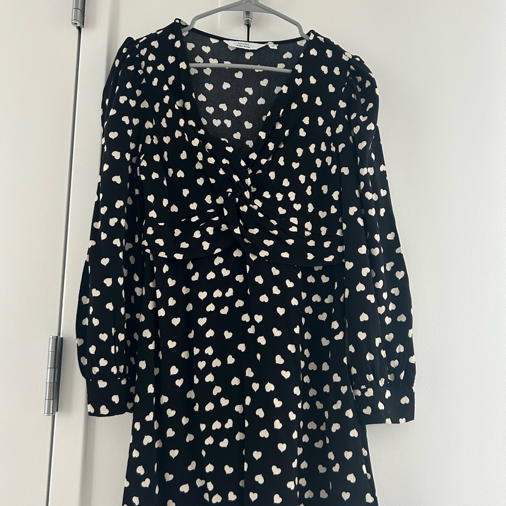 & Other Stories Black and White Heart Mini Dress